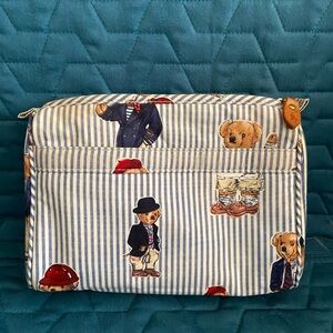 Ralph Lauren Teddy Bear Striped Pouch